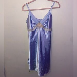 GEORGE BABY BLUE Y2K SILK SLIP DRESS